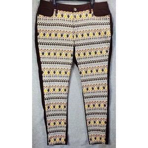 Ashley Stewart Pants Womens 16 Brown Striped Geometric Western Design